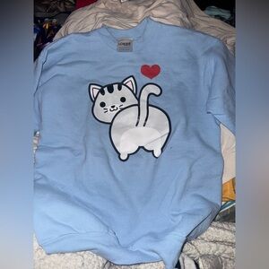 Blue cat butt sweater S